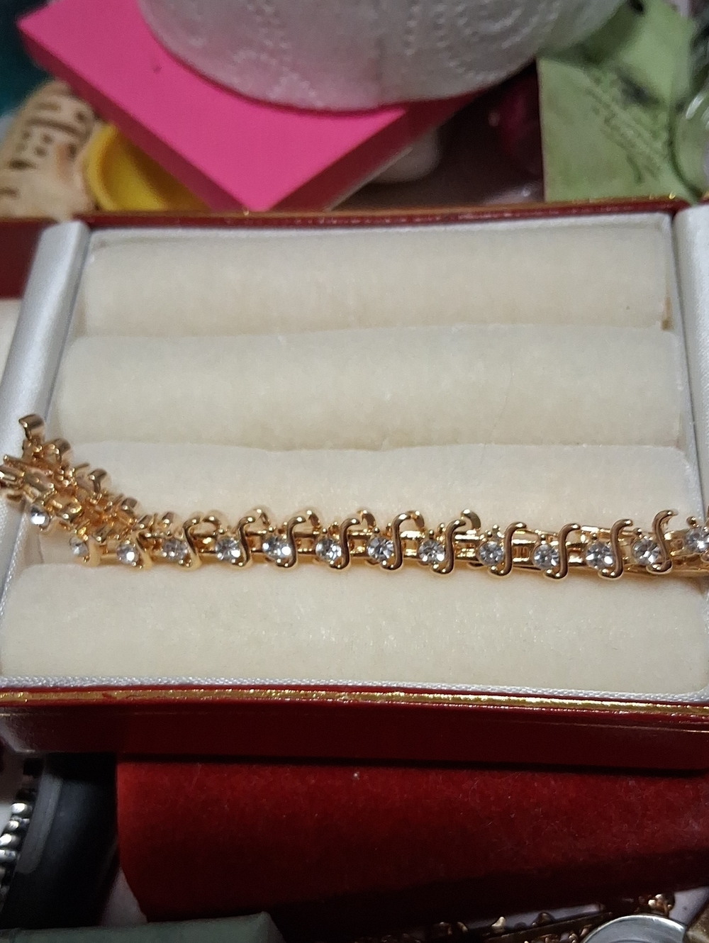 Source Unknown Gold and Clear Crystal Link Bracelet - Women Jewelry